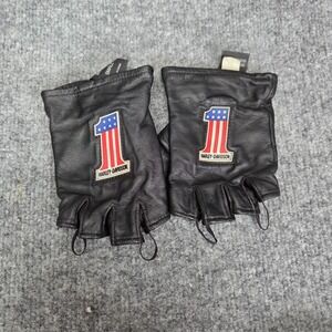 Harley-Davidson Small Women's Black Leather Fingerless Gloves Biker Motorcycle
